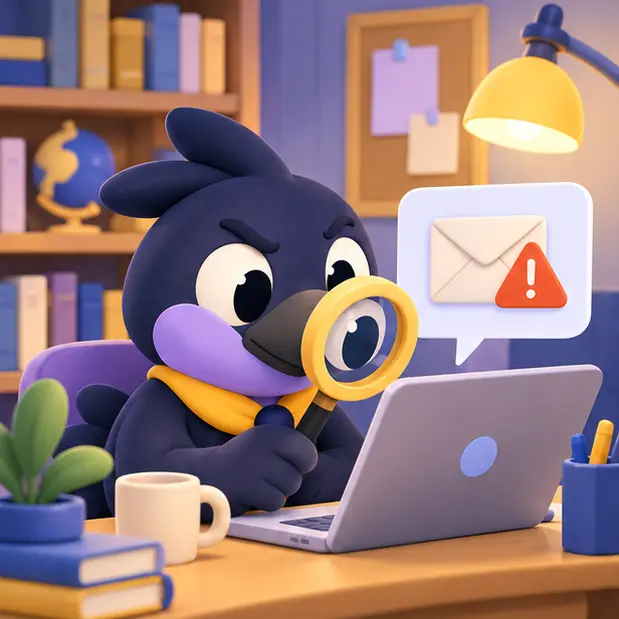 Pip examining an email